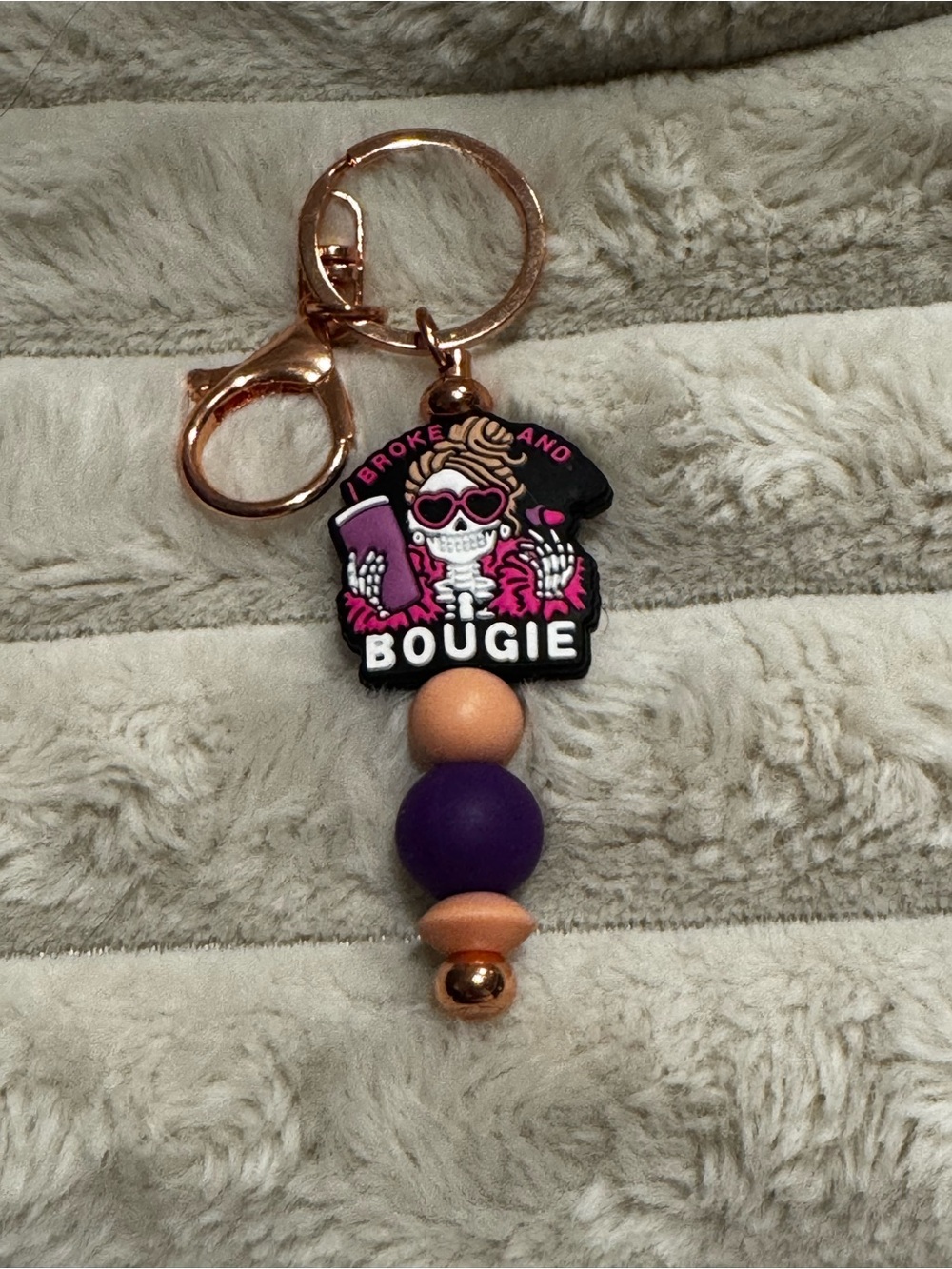Bougie Skeleton Keychain with Rose Gold Hardware - Purple & Peach